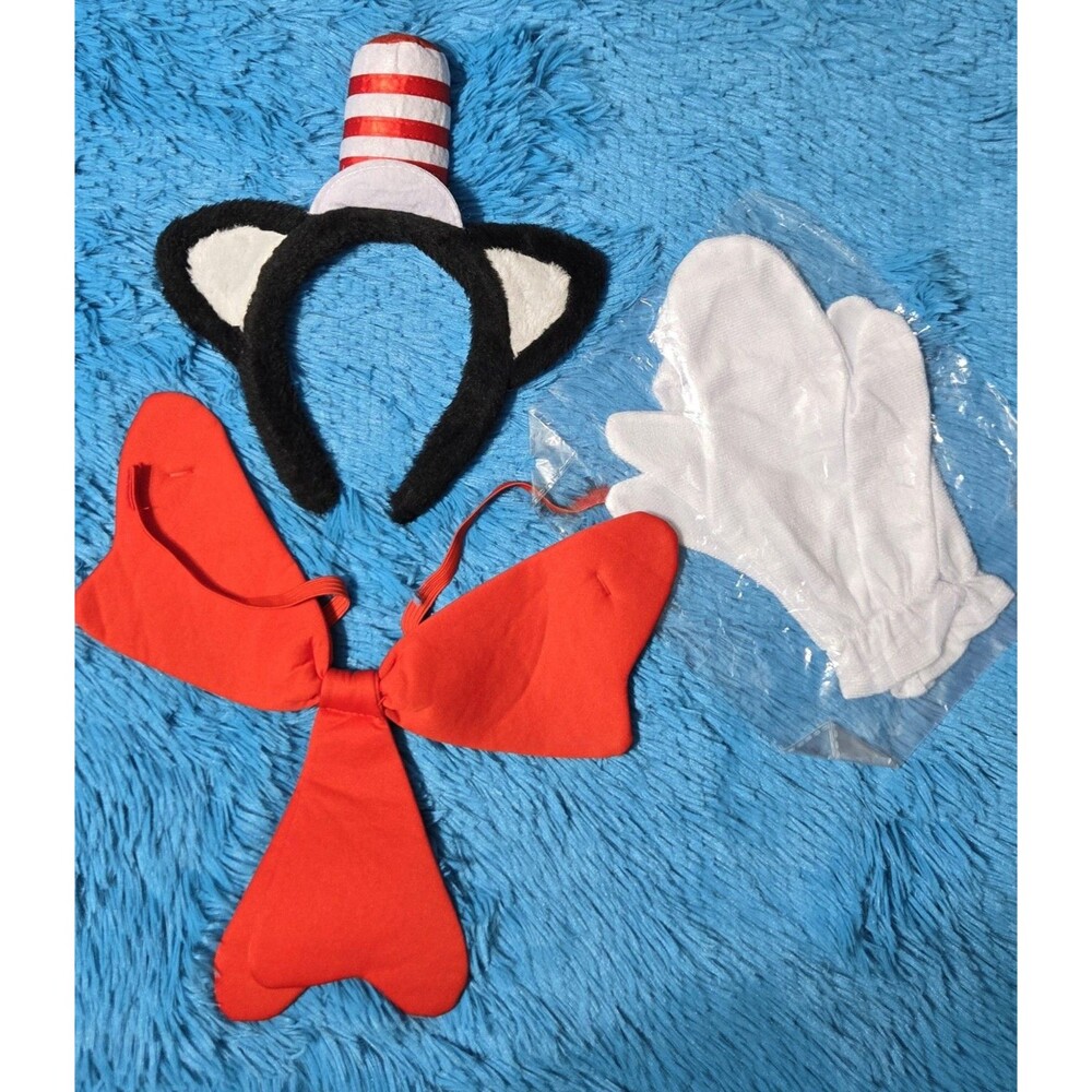 Dr. Seuss Cat in The Hat Headband, Bow Tie, & Gloves 3pc Set Costume Cosplay
